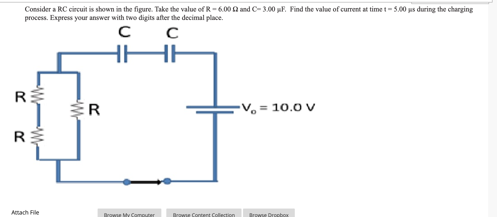 Solved Consider a RC circuit is shown in the figure. Take | Chegg.com
