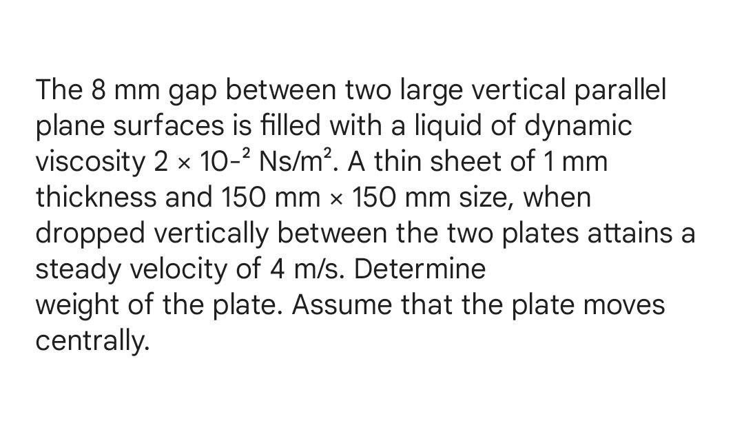 Solved The 8 mm gap between two large vertical parallel | Chegg.com