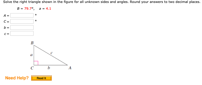 Solved Solve the right triangle shown in the figure for all | Chegg.com