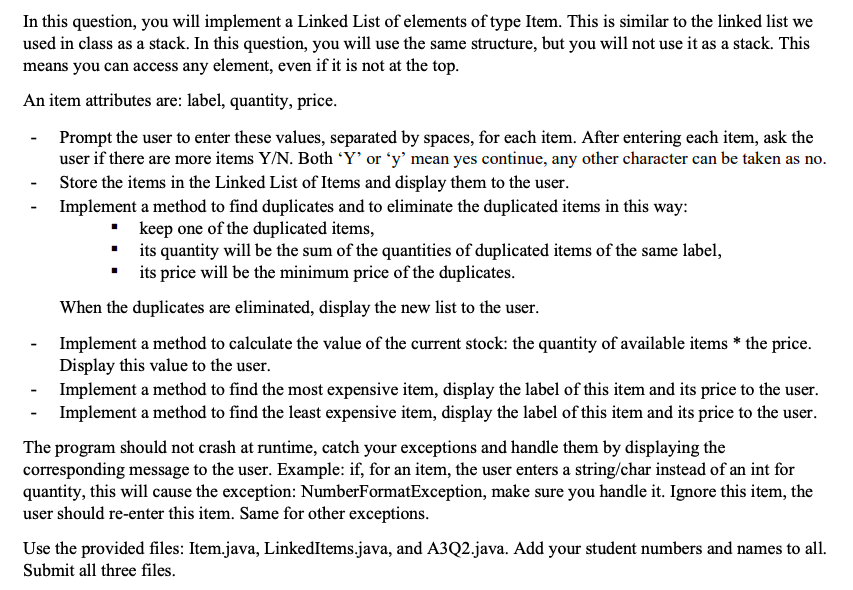 Solved In this question, you will implement a Linked List of | Chegg.com