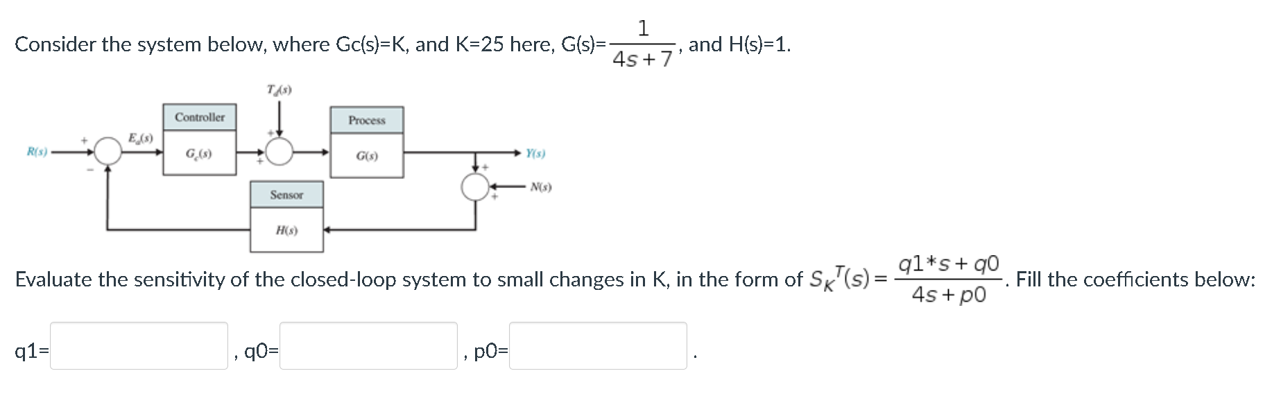 Solved Consider the system below, where Gc(s)=K, and K=25 | Chegg.com