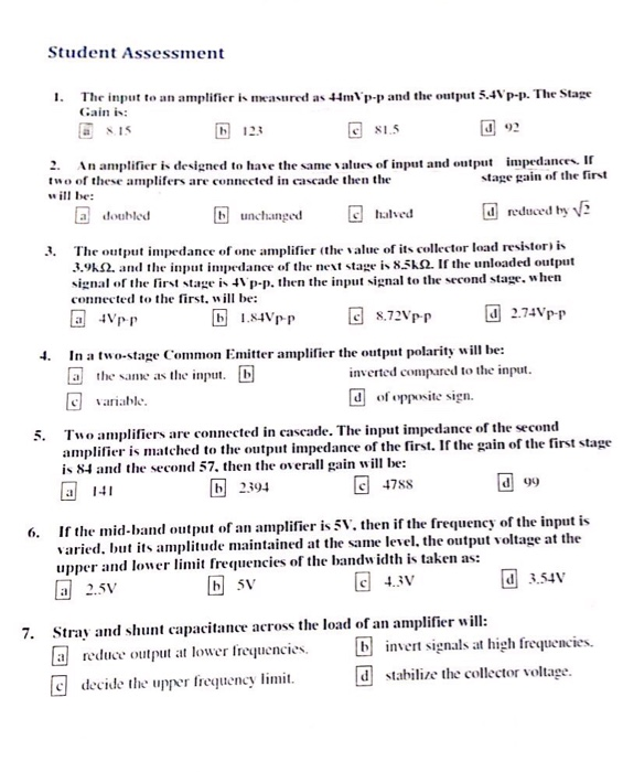 Solved Student Assessment The Input To An Amplifier | Chegg.com