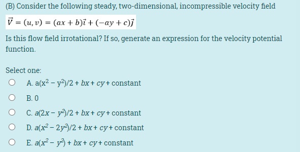 Solved (B) Consider The Following Steady, Two-dimensional, | Chegg.com