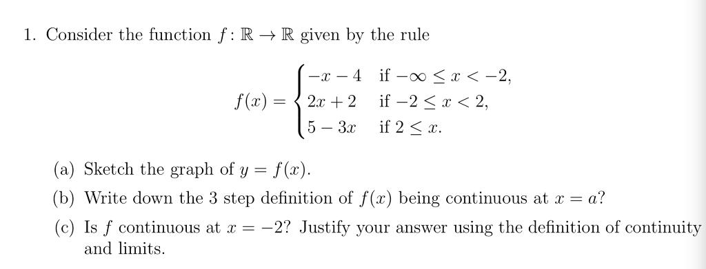 Solved I. Consider the function f: R → R given by the rule | Chegg.com