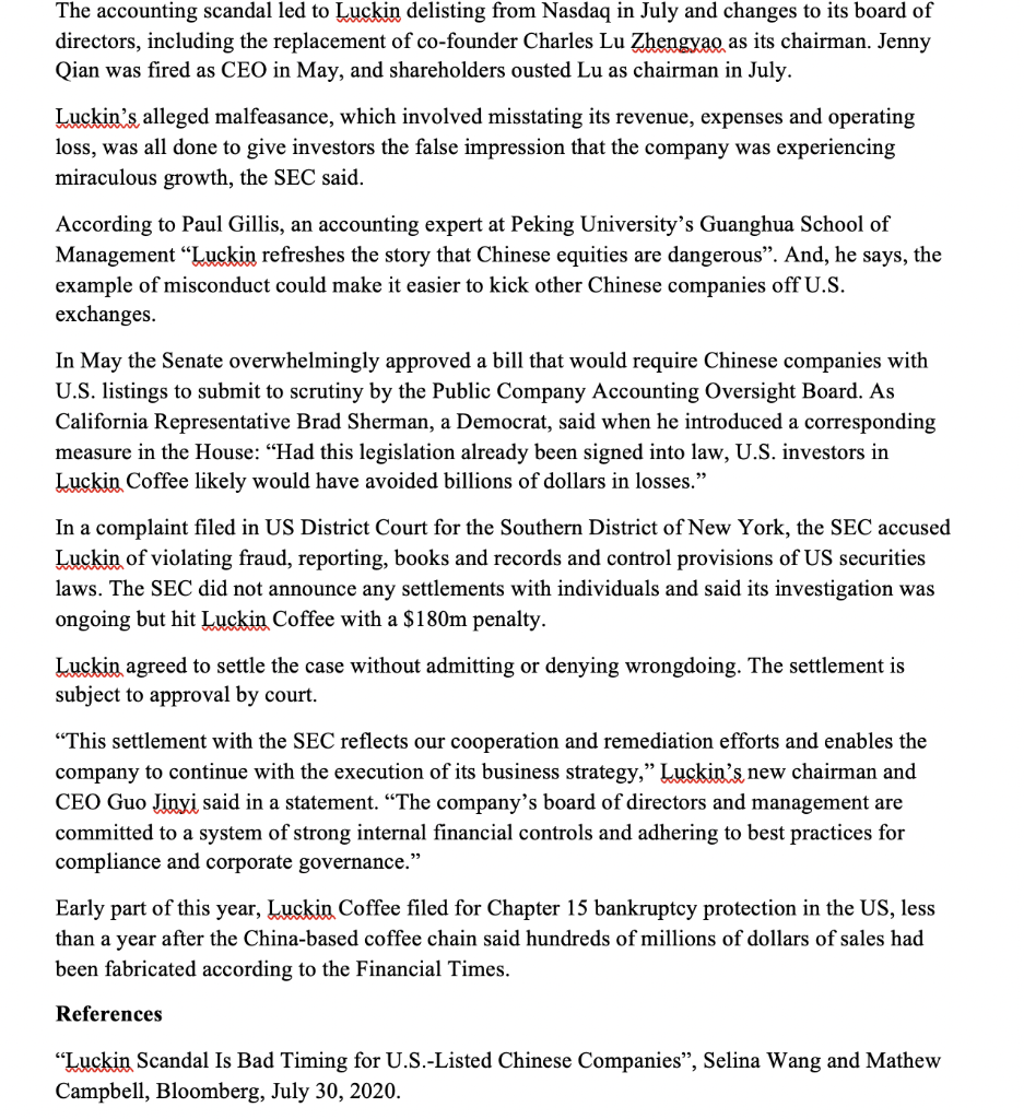 Solved Luckin Coffee Scandal Luckin Coffee Had A Goal To