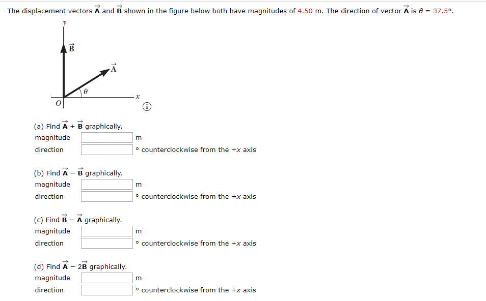 Solved The displacement vectors A and B shown in the figure | Chegg.com