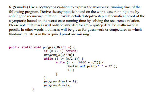 Solved 6. (9 marks) Use a recurrence relation to express the | Chegg.com