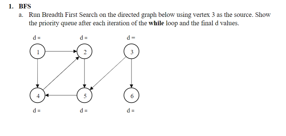 Run Breadth First Search Directed Graph Using Vertex 3 Source Show ...