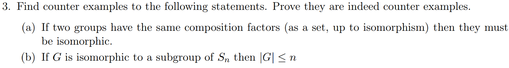Solved 3. Find counter examples to the following statements. | Chegg.com