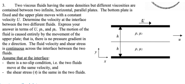 Solved 3. Two viscous fluids having the same densities | Chegg.com
