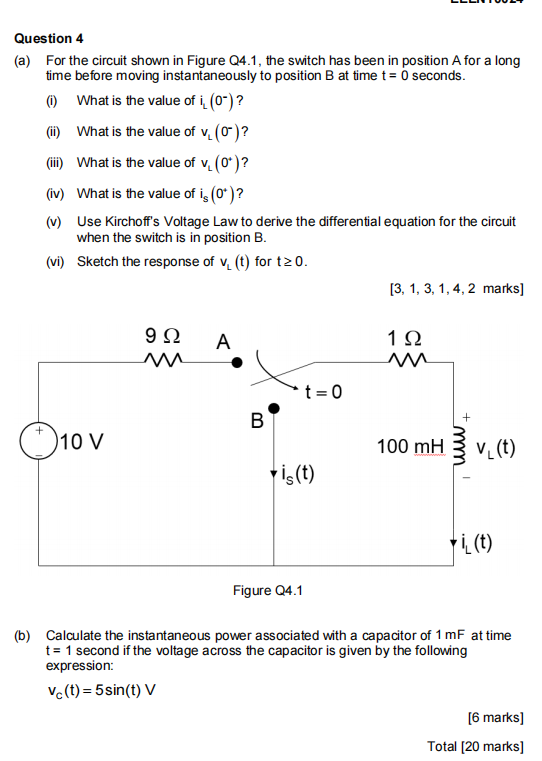 Solved Question 4 (a) For the circuit shown in Figure Q4.1, | Chegg.com
