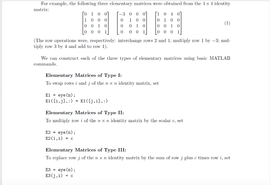 MAT 343 Laboratory 3 The LU Factorization In This | Chegg.com