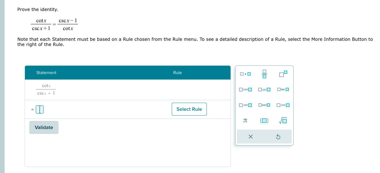 Solved Prove the identity. \\[ \\frac{\\cot x}{\\csc