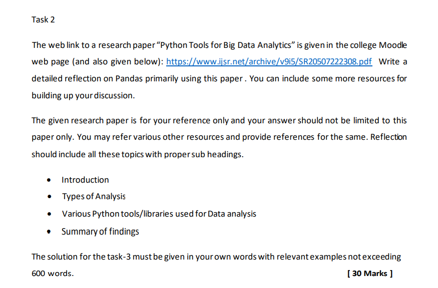 Task 2 The web link to a research paper “Python Tools | Chegg.com