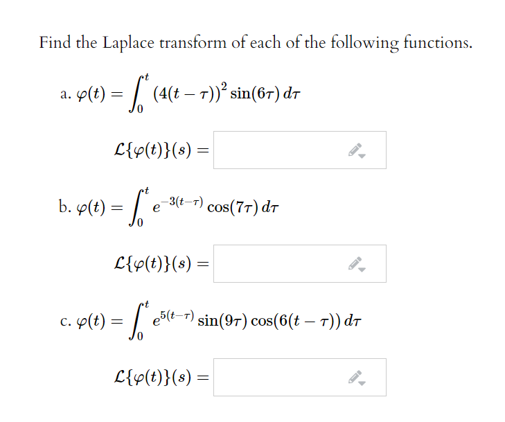 Solved Find The Laplace Transform Of Each Of The Followin Chegg Com