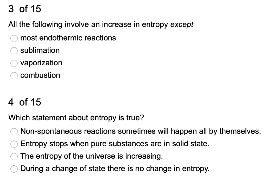 which reaction results in the greatest increase in entropy