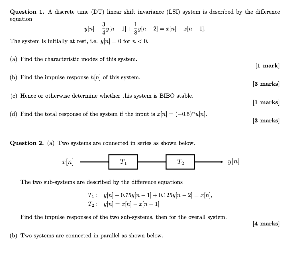 Solved 1 Question 1 A Discrete Time Dt Linear Shift In Chegg Com