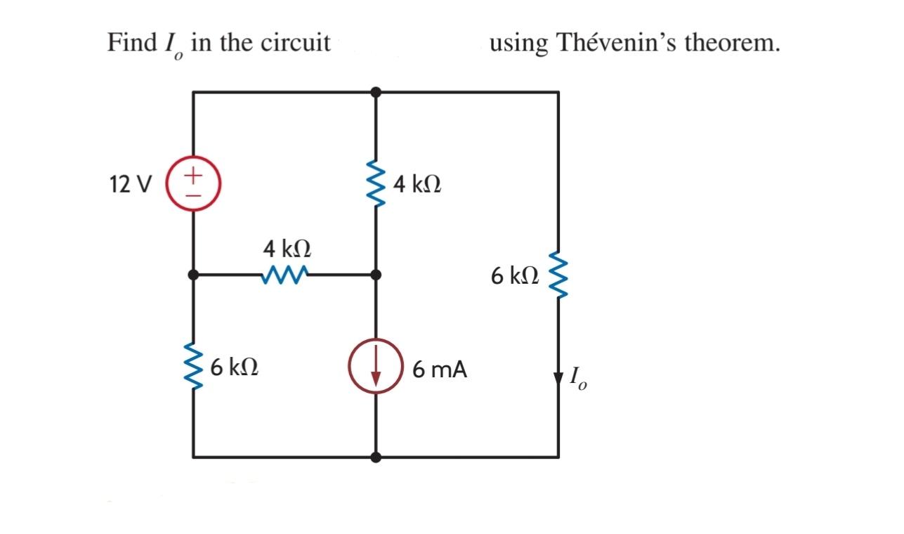 Solved Find I in the circuit using Thévenin's theorem. O 12V | Chegg.com