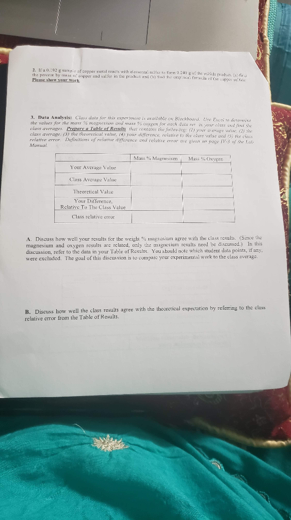 Chem 2115 Lab Report Experiments Magnesium Oxide Name