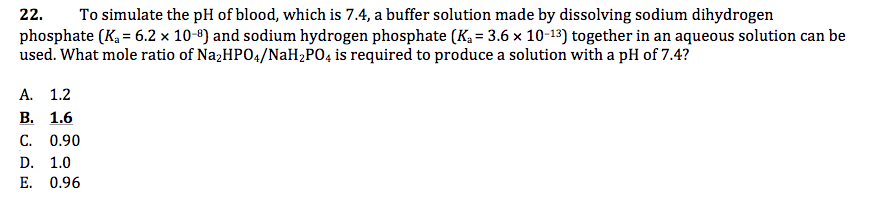 Solved 22. To simulate the pH of blood, which is 7.4, a | Chegg.com