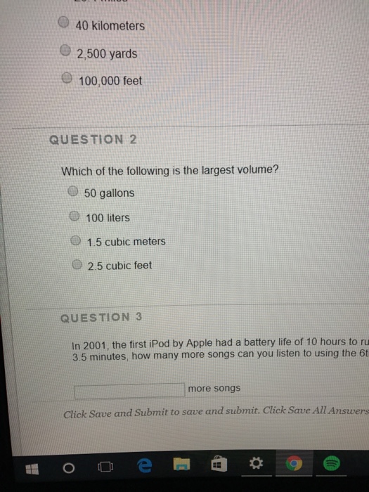 Solved Which Of The Following Is The Largest Volume 50 Chegg