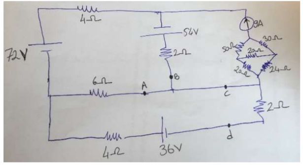 Solved Question-)A, B, C And D In The Electrical Circuit In | Chegg.com