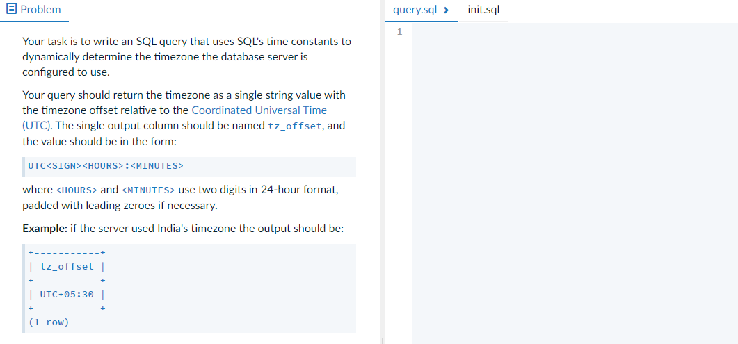 Solved Problem query.sql > init.sql 1 Your task is to write | Chegg.com