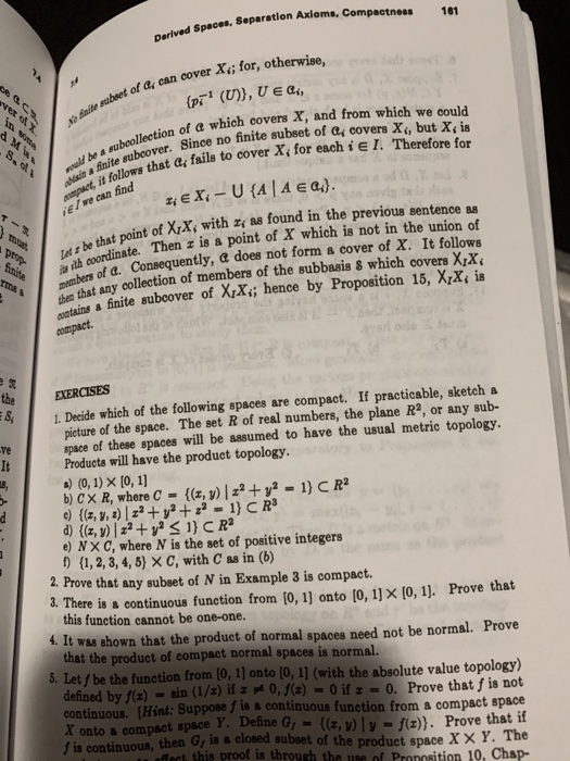 Solved Separation Axioms, Compactness 11 of ai can cover X; | Chegg.com