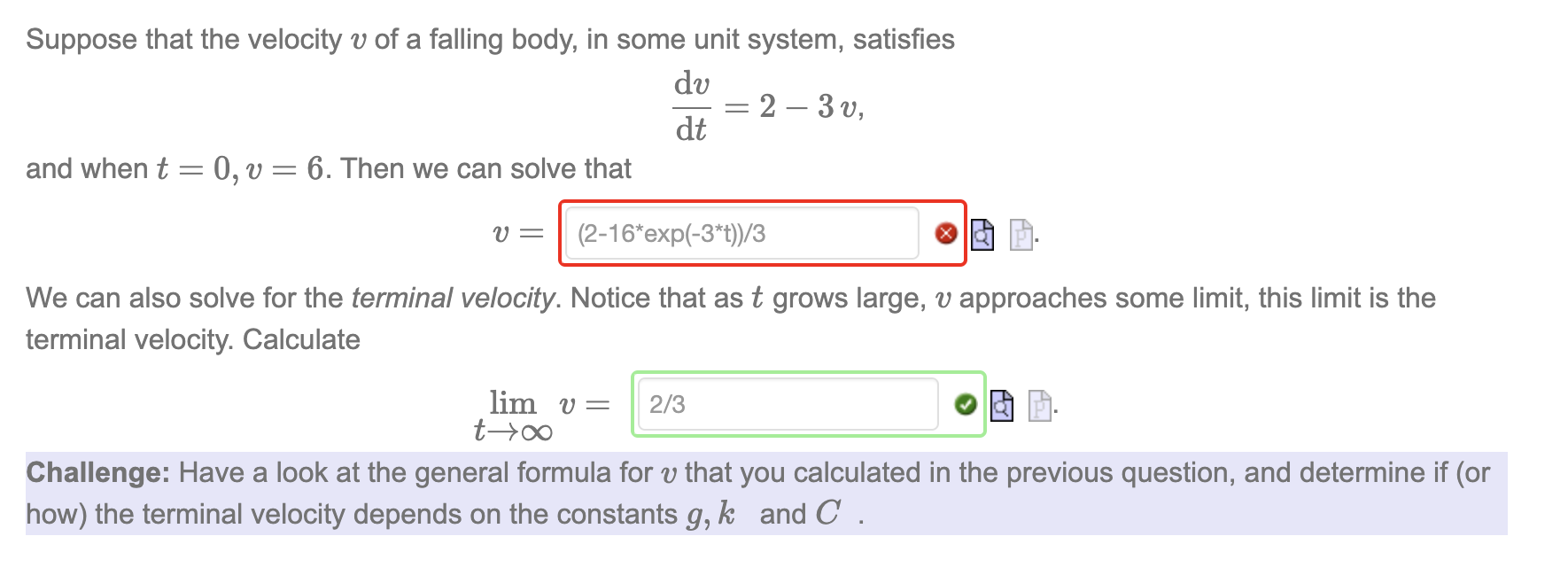 Solved Suppose that the velocity v of a falling body, in | Chegg.com