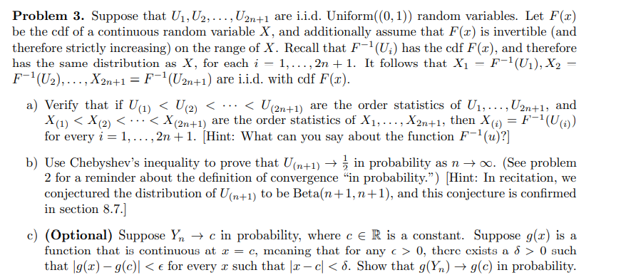 Problem 3 Suppose That U1 U2 U2n 1 Are I I D Chegg Com