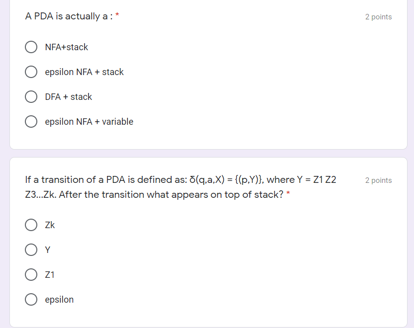 Solved A PDA has a configuration at any given instance: | Chegg.com