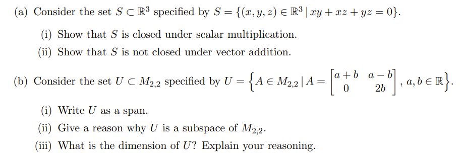 Solved A Consider The Set S⊂r3 Specified By