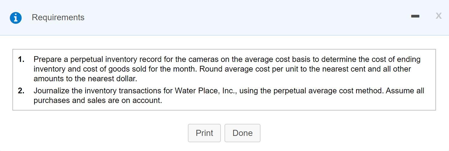 Solved Water Place, Inc., carries a line of litanium | Chegg.com