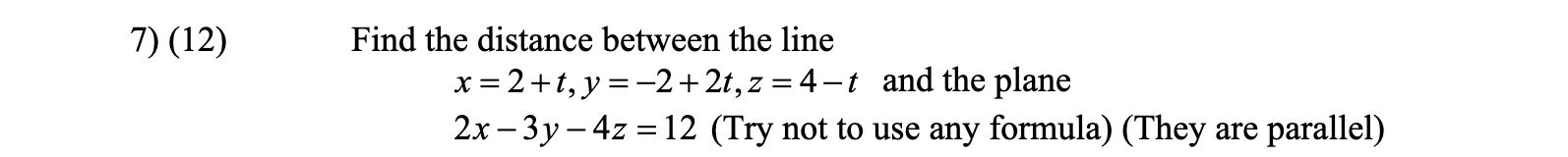 Solved 12 Find The Distance Between The