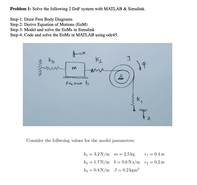 Solved Problem 1: Solve The Following 2 DoF System With | Chegg.com