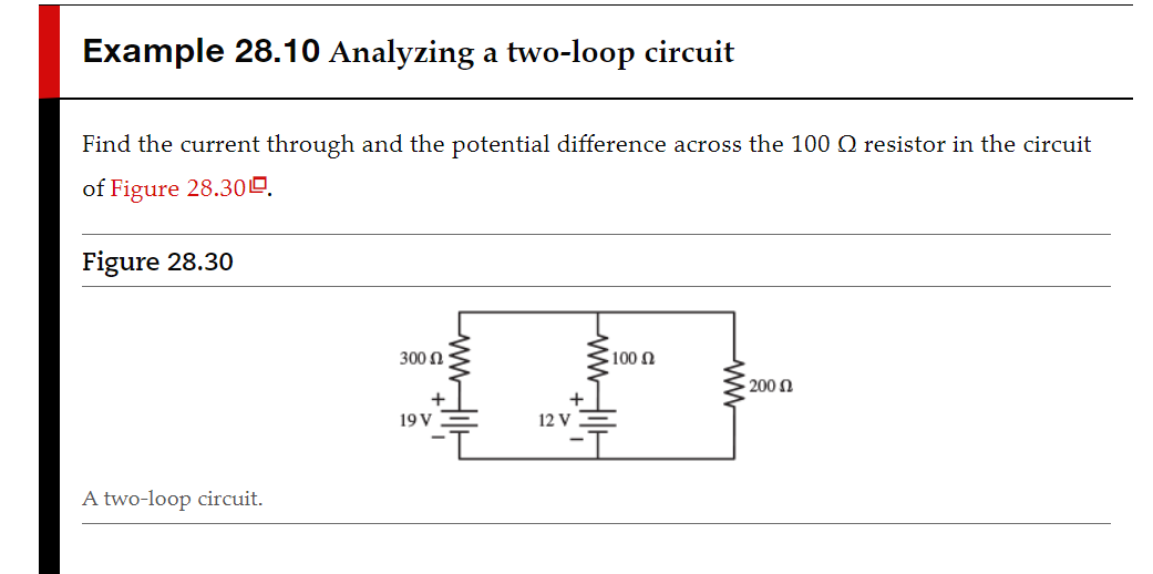 Solved Example 28.10 Analyzing a two-loop circuit Find the | Chegg.com