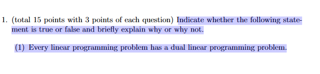 Solved 1. (total 15 points with 3 points of each question) | Chegg.com