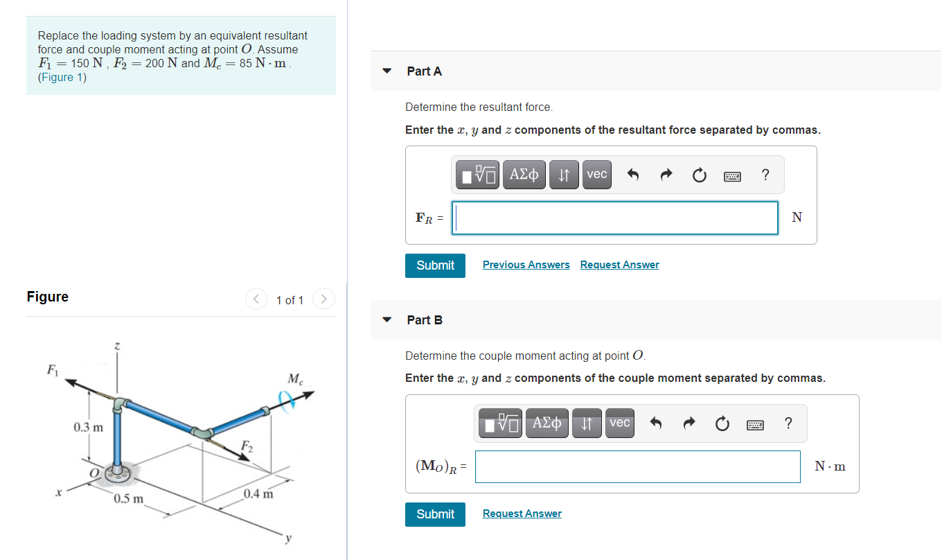 Solved Replace the loading system by an equivalent resultant | Chegg.com