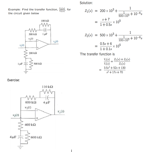 Solved Solution: Example: Find the transfer function, V. for | Chegg.com