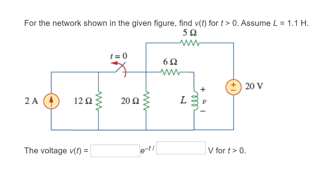 Solved For the network shown in the given figure, find v(t) | Chegg.com