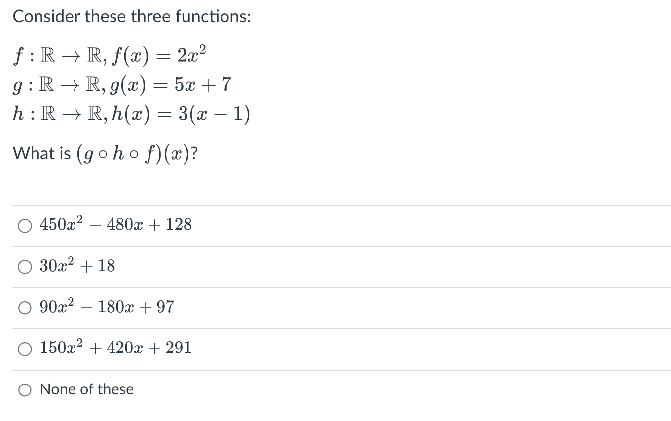 Solved Consider these three functions: | Chegg.com
