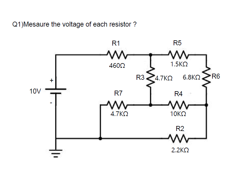 Solved Q1)Mesaure the voltage of each resistor? | Chegg.com