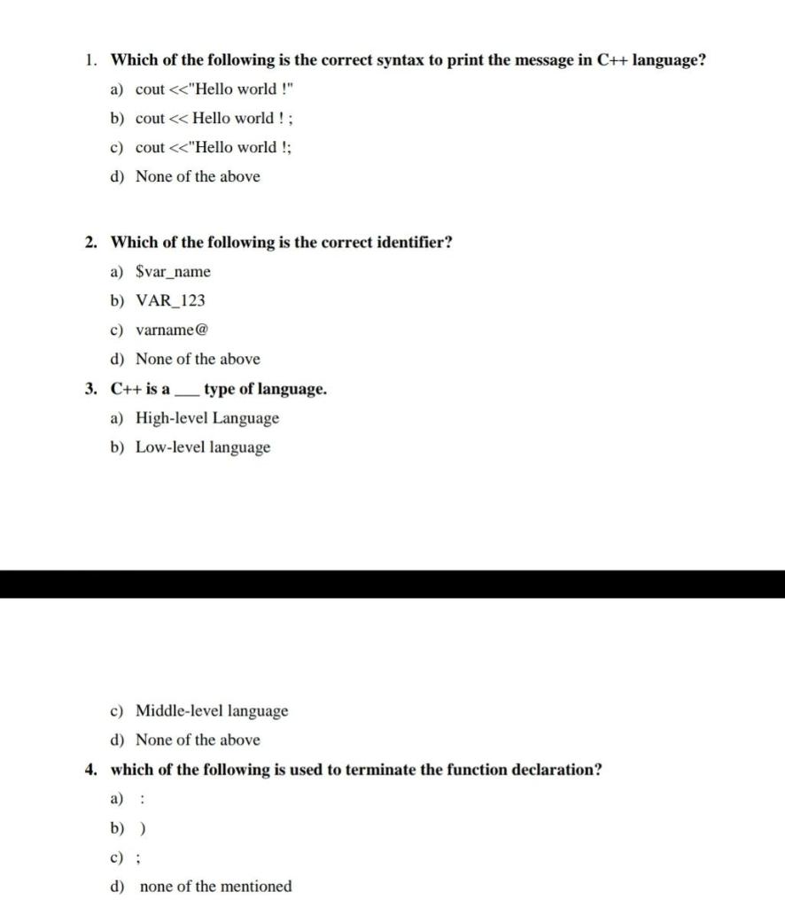 Solved 1. Which of the following is the correct syntax to | Chegg.com