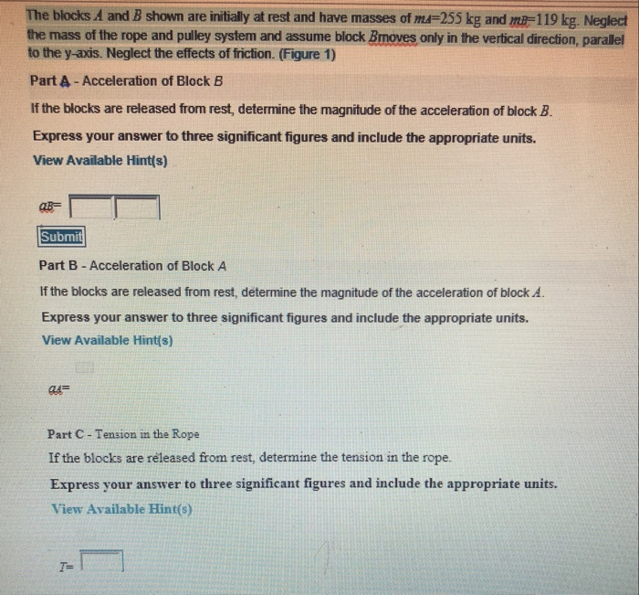 Solved The blocks A and B shown are initially at rest and | Chegg.com