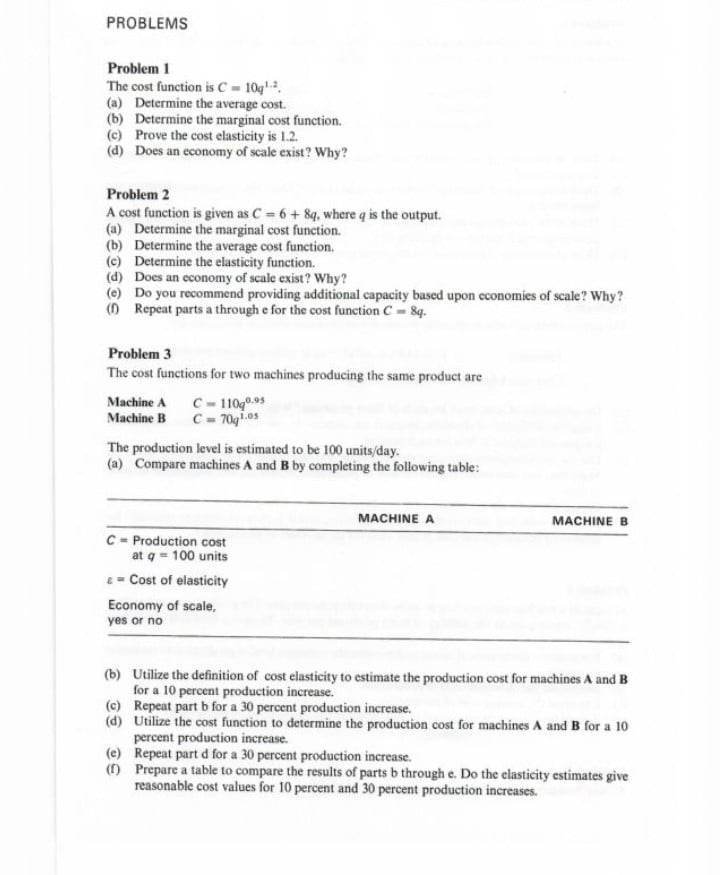 Solved Problem 1 The cost function is C=10q1.2. (a) | Chegg.com