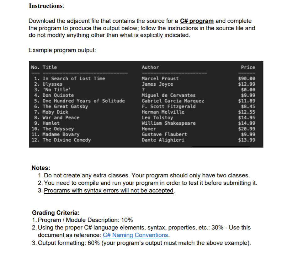 Solved Instructions: Download the adjacent file that | Chegg.com