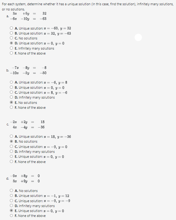 Solved For Each System, Determine Whether It Has A Unique | Chegg.com