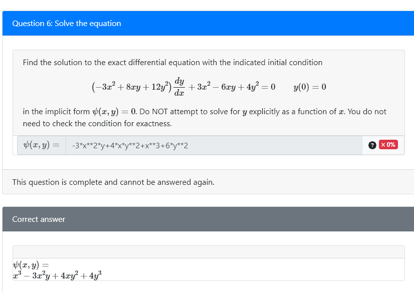 Solved Find the solution to the exact differential equation | Chegg.com