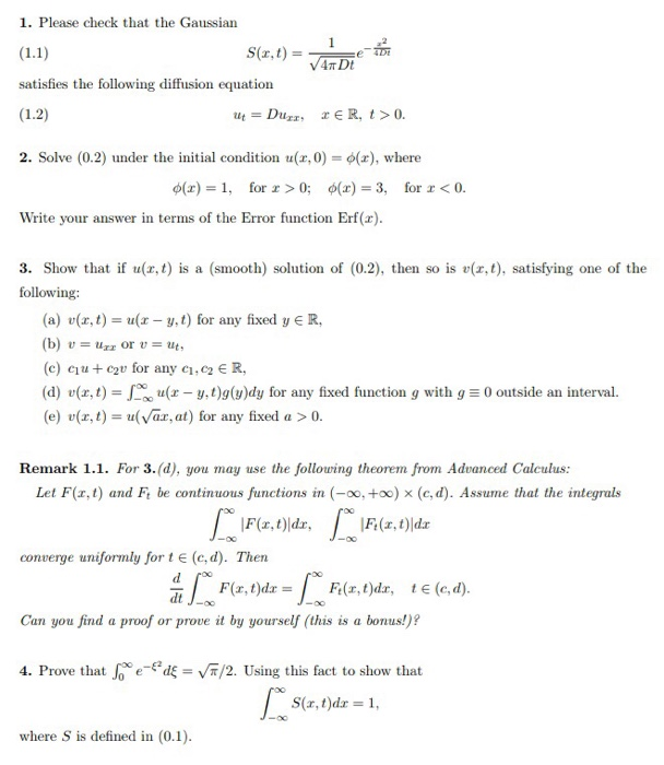 Solved 1. Please check that the Gaussian e- satisfies the | Chegg.com