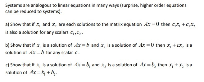 Solved Systems Are Analogous To Linear Equations In Many